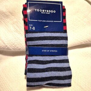 Tooby Doo girls footless sweater tights leggings 2 tone blue & red NEW